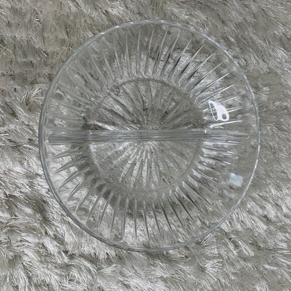 Princess House #870 Highlights Divided Leaded Crystal Serving Bowl/Dish 8" EUC - Picture 1 of 5
